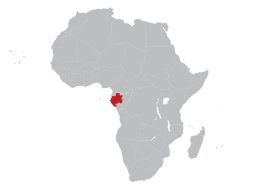Gabon in Africa map